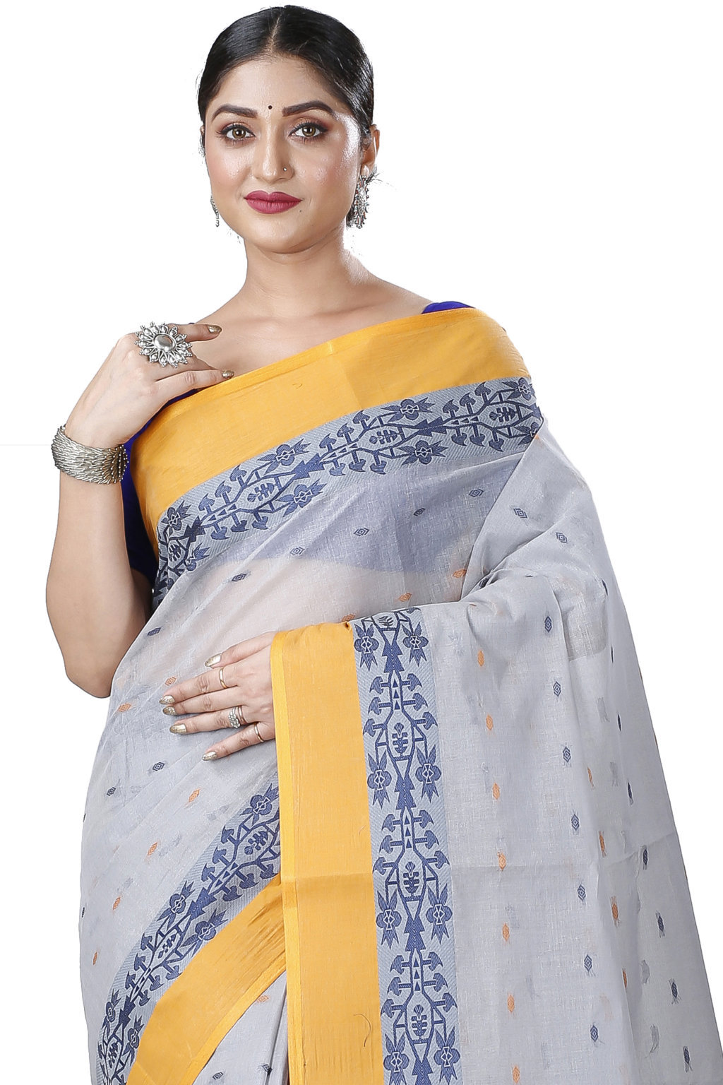 Grey Pure Cotton Apurva Tant Saree (1063)